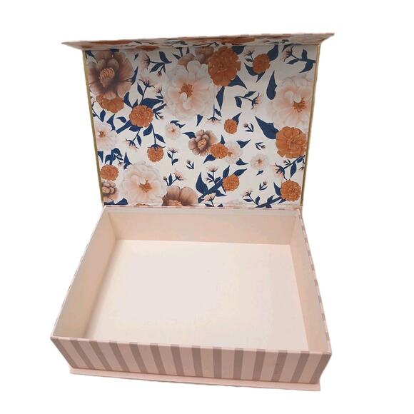 Pooch & Sweetheart STORAGE Box 12.5 x9 Floral Stripes Bible Verse Gift Victorian - Picture 12 of 16